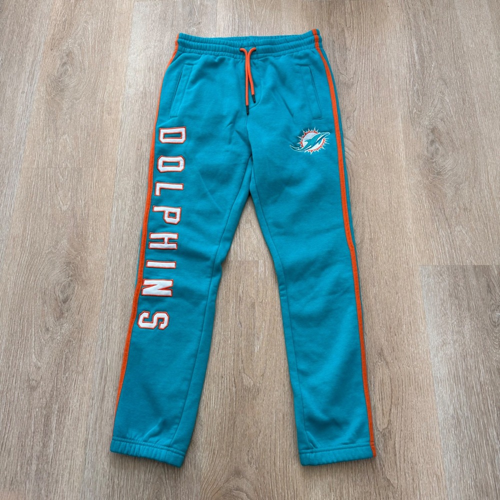 Ultra Game NFL Miami Dolphins Sweatpants Mens Small Teal Orange Joggers Fleece